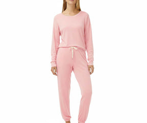 Women’s pink sleepwear set with breathable lightweight material for lounging