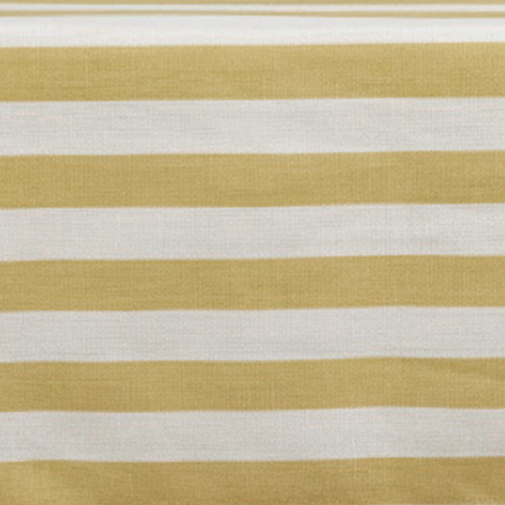 Yellow and white cabana stripe cotton cushion cover with horizontal stripes