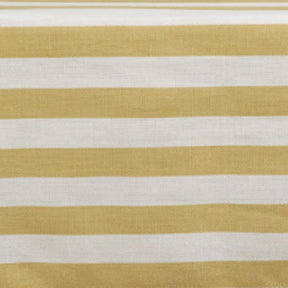 Yellow striped cotton table runner fabric close-up