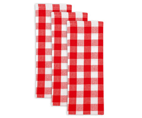 A set of red and white kitchen towels is a great way to add a touch of Christmas spirit to your kitchen.