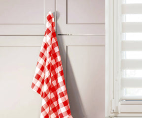 Red and white tea towels are a classic kitchen essential that can be used for drying dishes, wiping counters, or even as a potholder.