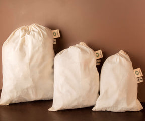 Choose eco-friendly alternatives such as muslin drawstring bags, cotton muslin bags, cotton mesh produce bags, and reusable cotton produce bags, for sustainable and reusable packaging and storage solutions.