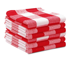 Cotton Kitchen Towels - Kitchen towels with checkered patterns arranged together.