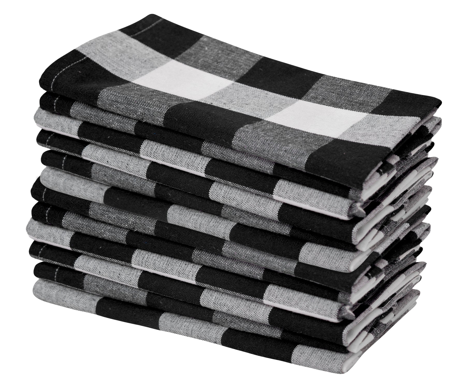 Elevate table decor with stylish black and white napkins, adding a touch of sophistication to any setting.