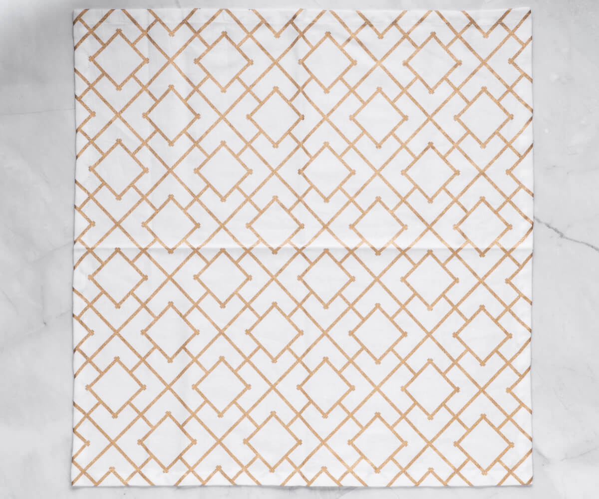 Copper Foil Napkins - white napkins as printed napkins of size  20 X 20"