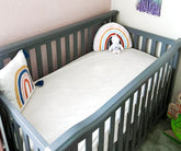 Organic Fitted Baby Crib Sheet in White Soft Breathable Cotton Nursery Bedding for Standard Crib Mattress