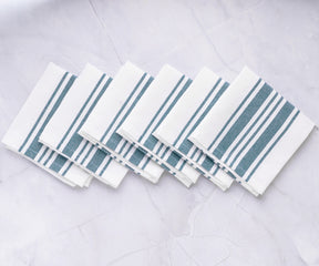 Spring Green Napkins - Six-piece set of green and white striped bistro napkins