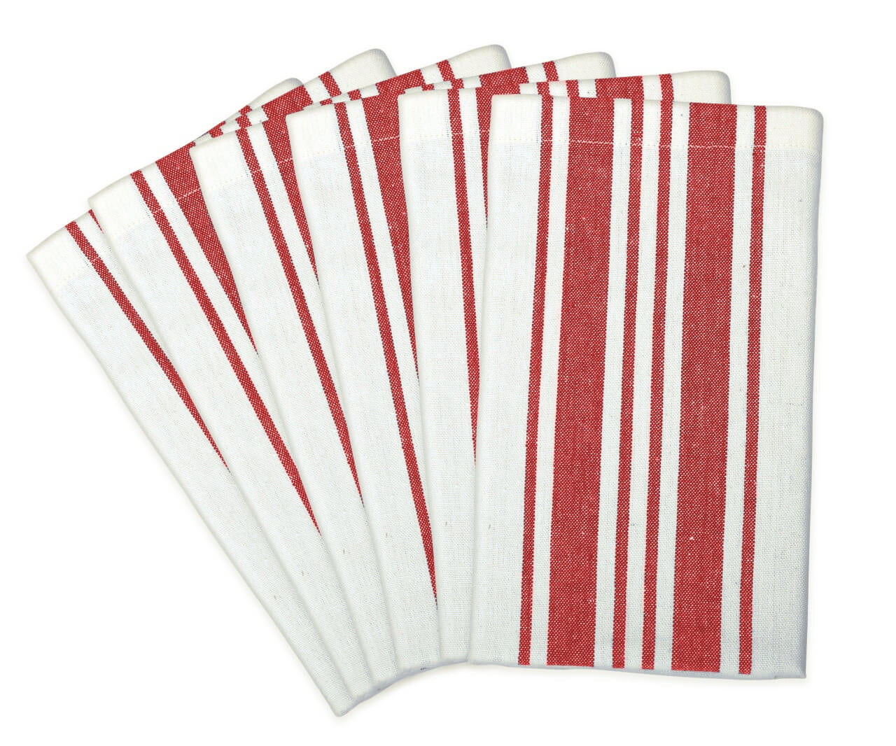 Set of four restaurant napkins with red and white stripes