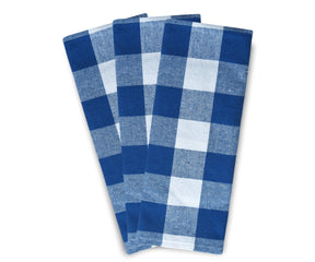 blue plaid kitchen towels, cotton checkered dish towels