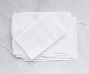 hemstitched napkins, white dinner napkins, white linen napkins, white cloth napkins
