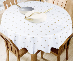 Round tablecloth in white cotton, versatile.