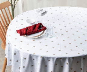 White TableCloth - Metallic Printed