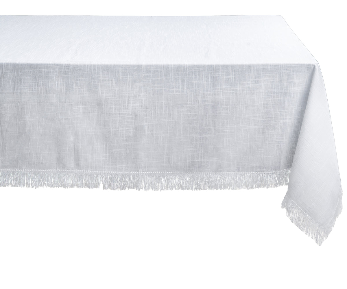 White Rectangle Tablecloth - All Cotton and Linen