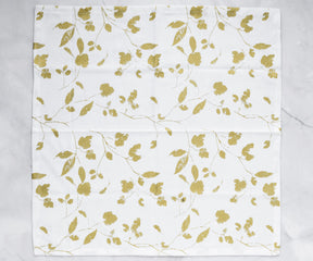 Cloth Dinner napkins - printed cocktail napkins with the pattern of floral napkins of size 20 X 20" (white and gold napkins)
