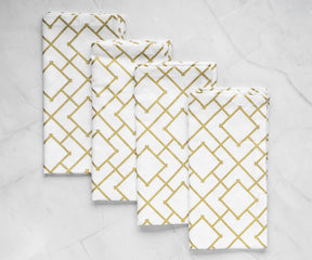 Folded white napkins as printed napkins-wedding cocktail napkins are arranged in white background 