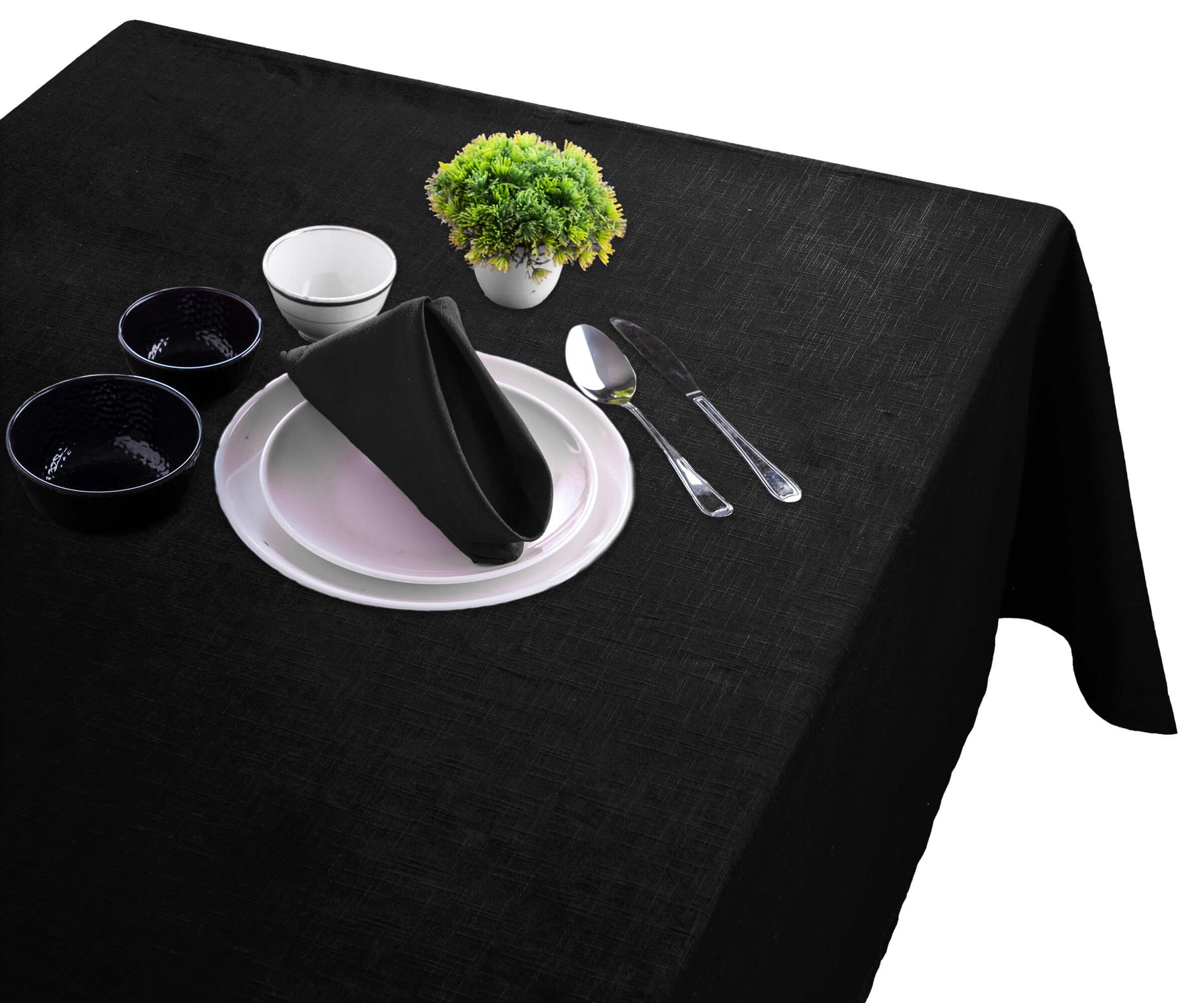"Create elegance with black, welcome spring with themed charm, and celebrate holidays with specially designed tablecloths."