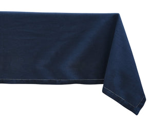 Rectangle Tablecloth - navy tablecloth which are hemstitched are shown with white background.