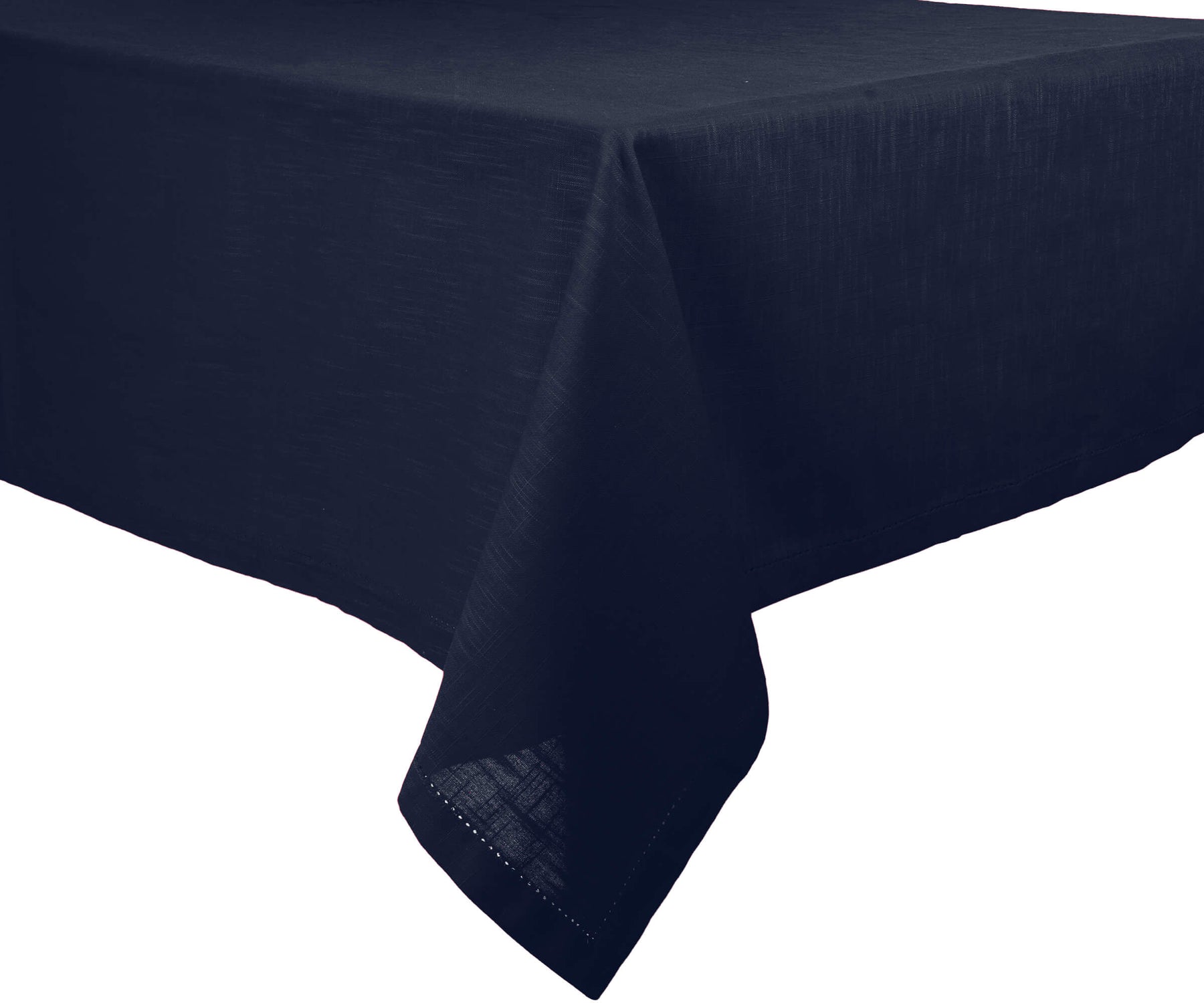 blue tablecloth - tablecloth linen which are hemstitched.