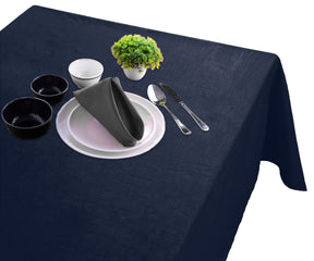 blue tablecloth rectangle - Cotton tablecloths that can be used as Farmhouse tablecloth  is placed with plate and spoon.