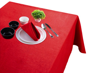 Linen Tablecloth - Rectangle Tablecloth which is red tablecloths spread table (Farmhouse tablecloth)