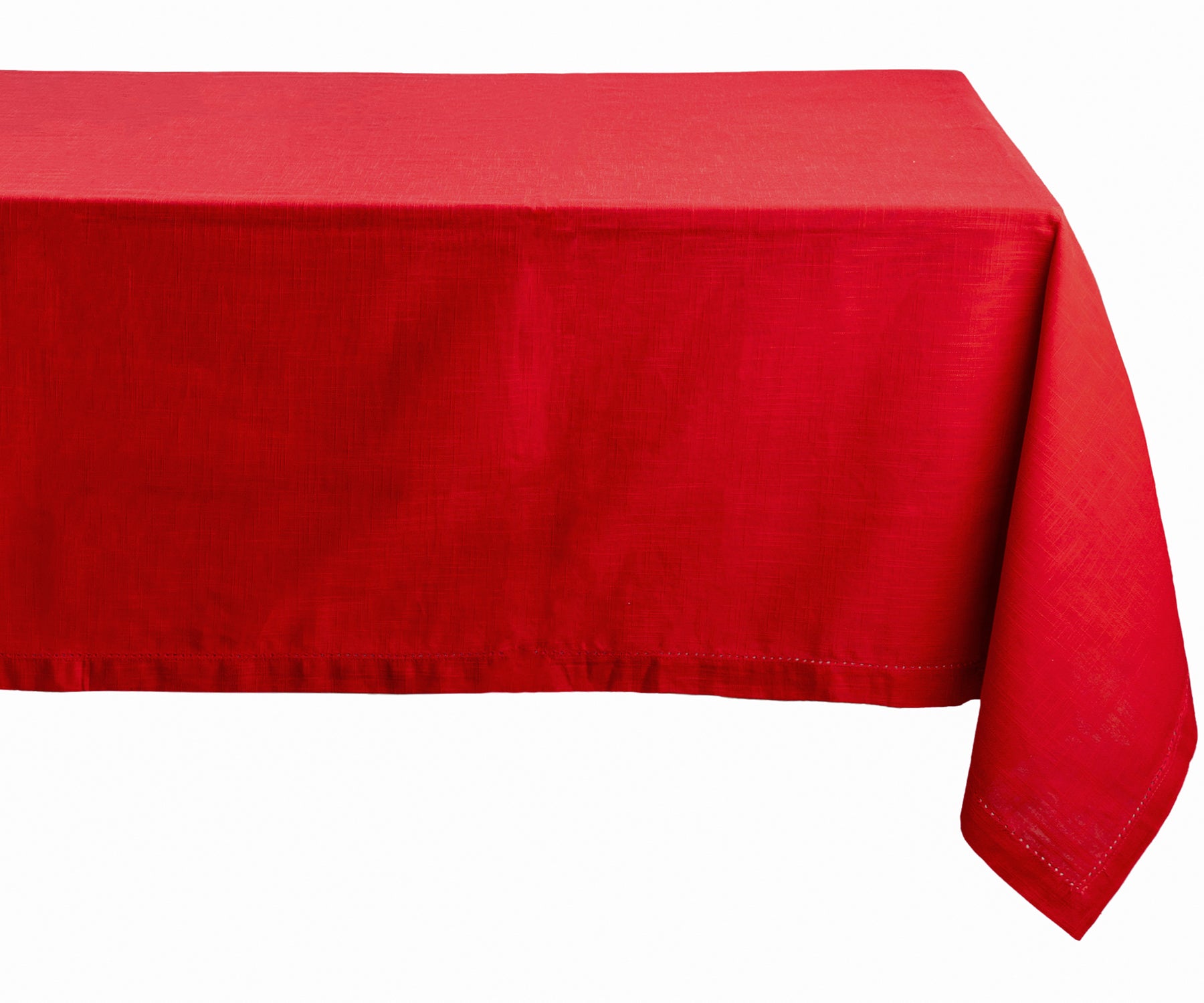 "Infuse warmth with red, elevate with fabric textures, and celebrate Christmas joy with our diverse tablecloth assortment."