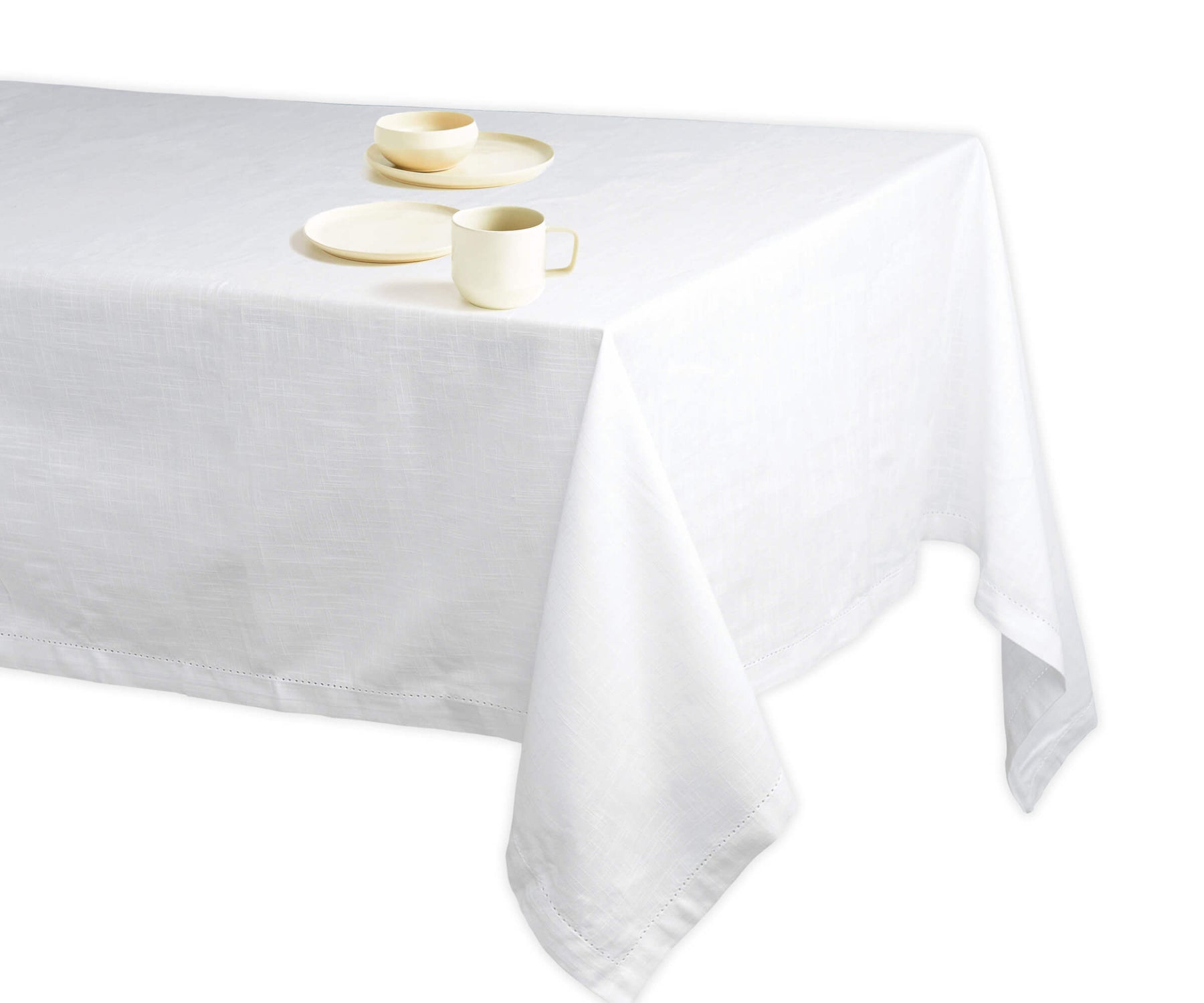 170cm x 360cm Rectangular) Handmade Hemstitch Design Natural Tablecloth.  【売り切り御免！】 家具、インテリア