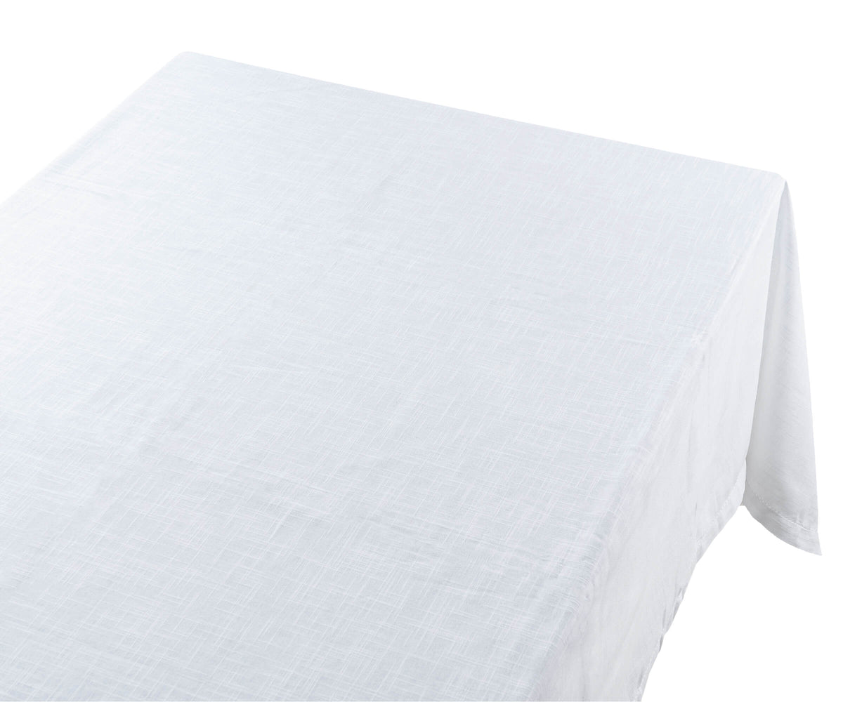 White Fabric Tablecloth | Hemstitch Tablecloth | All Cotton and Linen