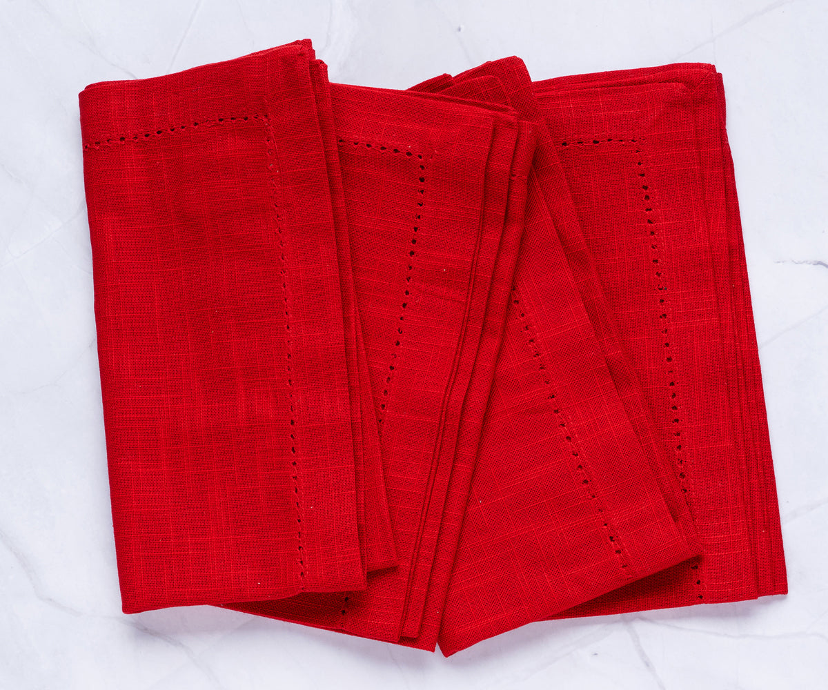 red dinner napkins, red cloth napkins, cloth dinner napkins, linen napkins, red cotton napkins, red napkins 