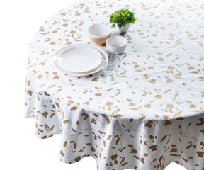 White TableCloth - Metallic Printed