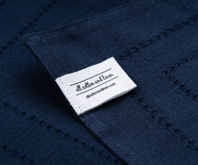 The rectangular placemats of size 13×18",a set of 6 hem stitched navy blue table placemats with the label of all citton and linen