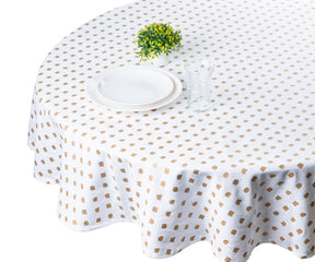 White TableCloth - Metallic Printed