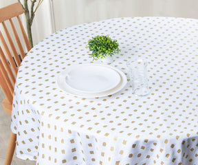 White TableCloth - Metallic Printed