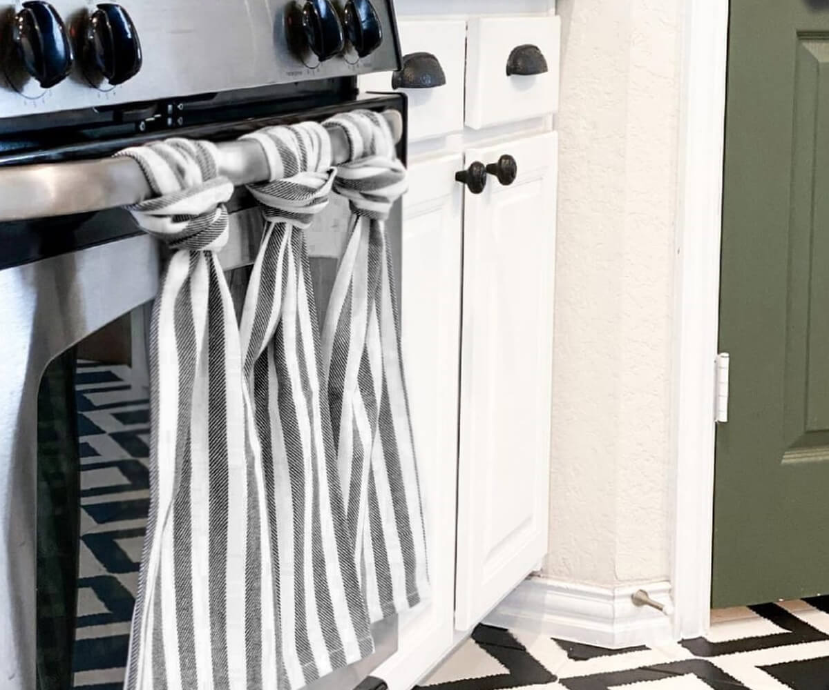 Large Kitchen Towels - Black Stripes, Set of 3