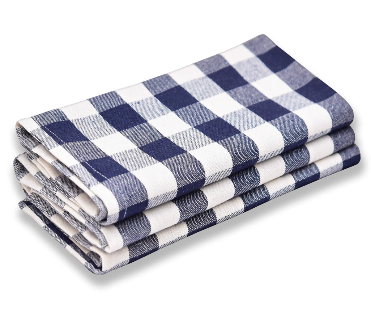 navy checkered kitchen towels set of 3 washable dish cloths for kitchen 
