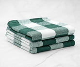 white and green checked kitchen towels cotton plaid tea towels