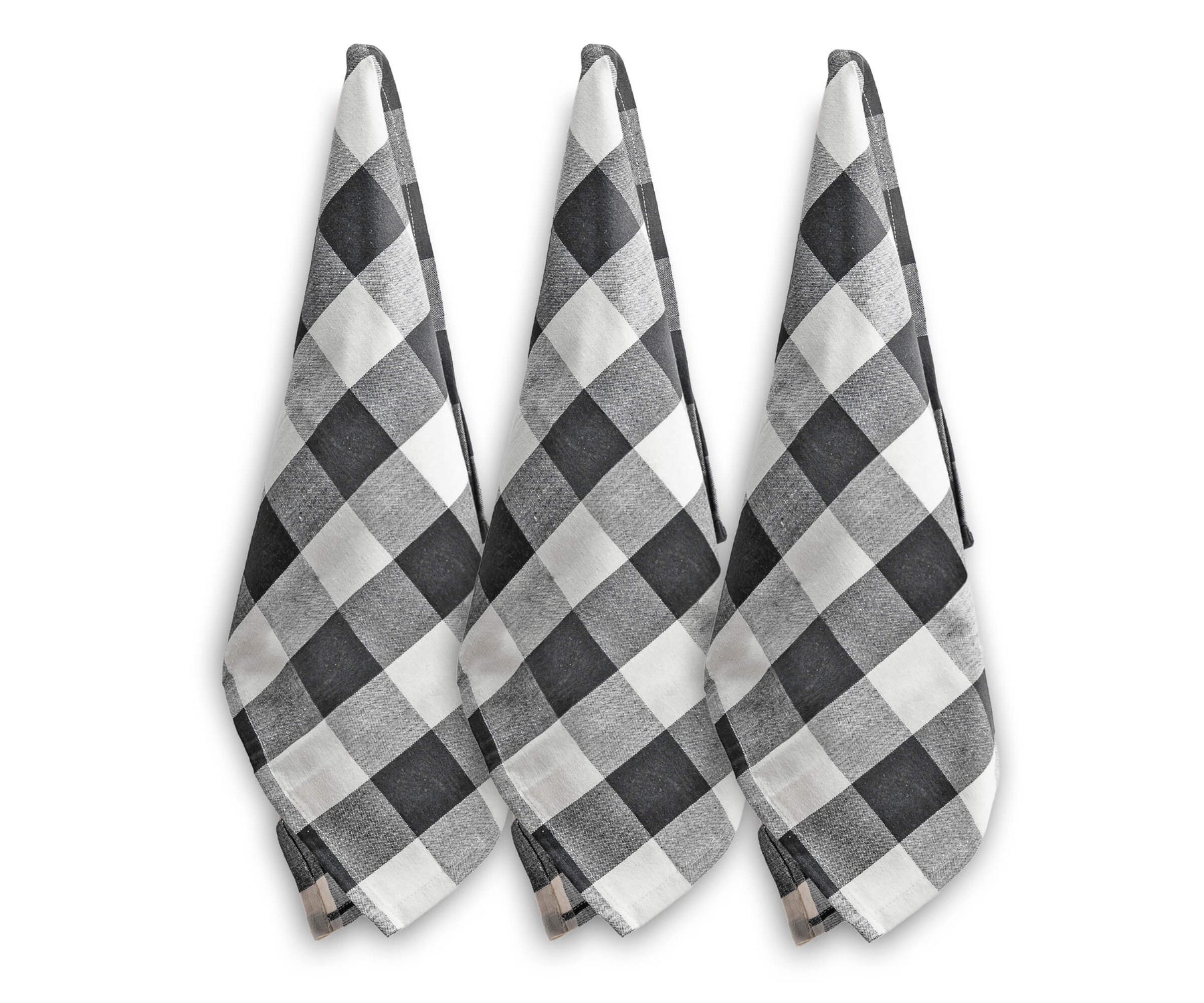 gray cotton plaid kitchen towels with hanging loop towels, buffalo plaid dish towels grey