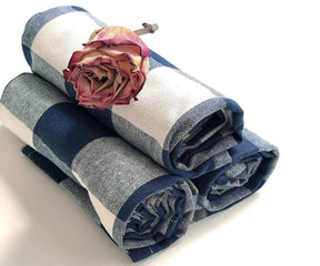 navy and cream dish towels, checked kitchen towels cotton for cleaning