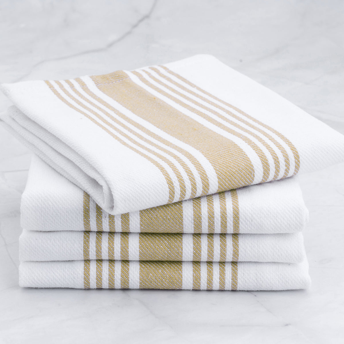 Linen Tea Dish Towels - 100% Linen Kitchen Towels - Grain Sack Towels, Beige Linen Towels - French Striped Dishtowels, Bar Towels - Farmhouse Tea
