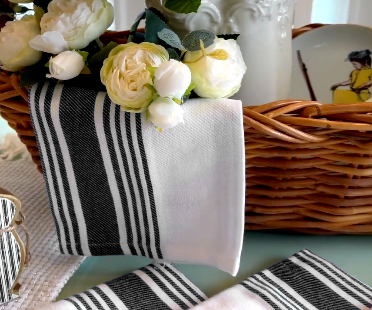 Organic Cotton Dish Towels, Neutral Striped Tea Towels, Handwoven Small  Table Runner, Housewarming Gift