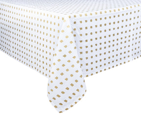 White TableCloth - Metallic Printed