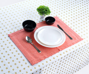 White TableCloth - Metallic Printed