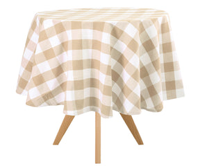 Dress up your table with a classic touch: white, red, and buffalo plaid tablecloths, perfect for adding style and charm to any occasion.