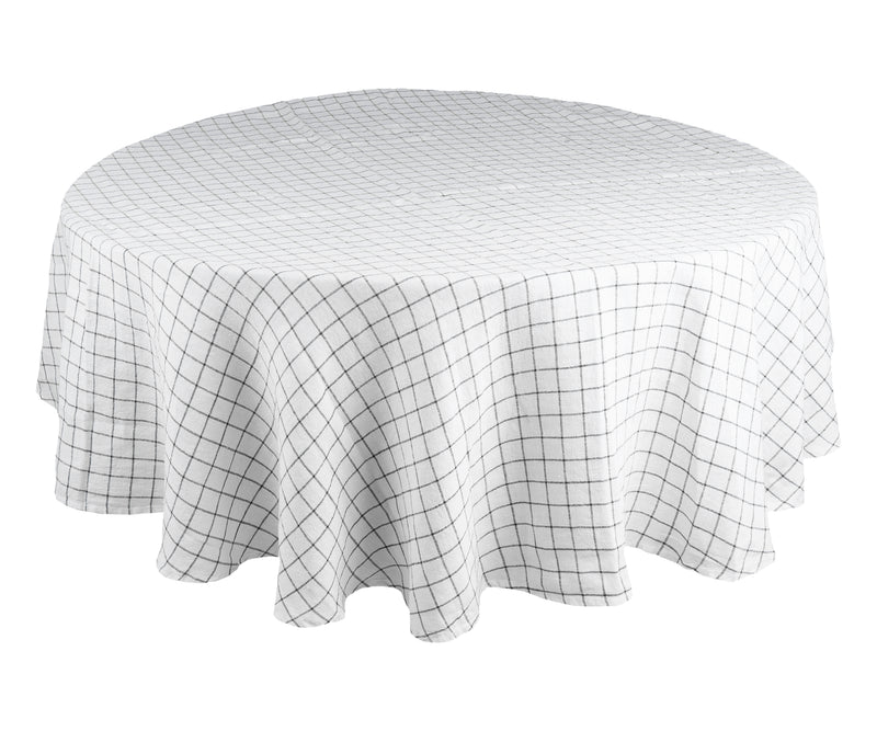 Windowpane Linen Round Tablecloth - Classic Style