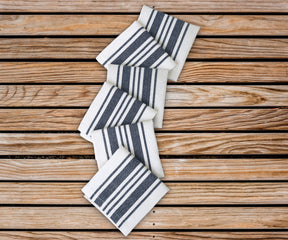 Four-piece set of striped restaurant napkins