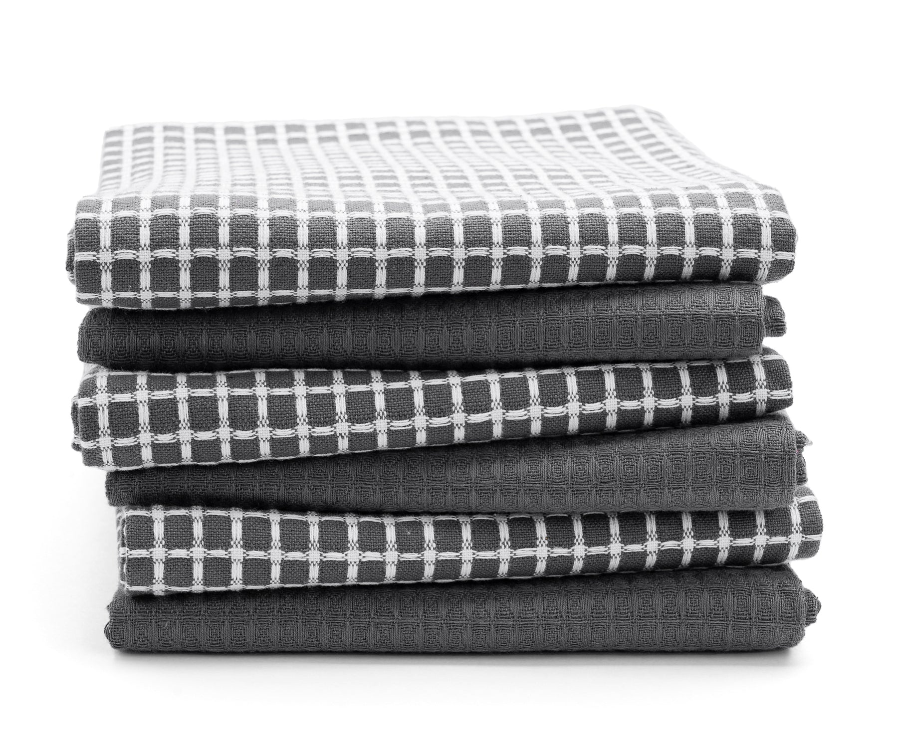 buffalo check kitchen towels set of 6, gray and white checked dish towels or dishcloths sets.