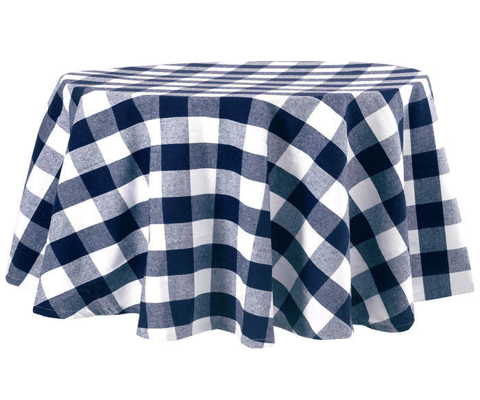 premium holiday plaid round tablecloth round shape farmhouse style - A classic cotton tablecloth in a versatile shade.