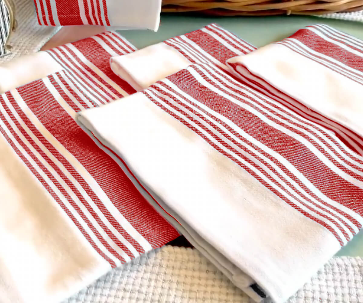 Striped Kitchen Towels, Holiday Dish Towels, Tea Towels, Colorful
