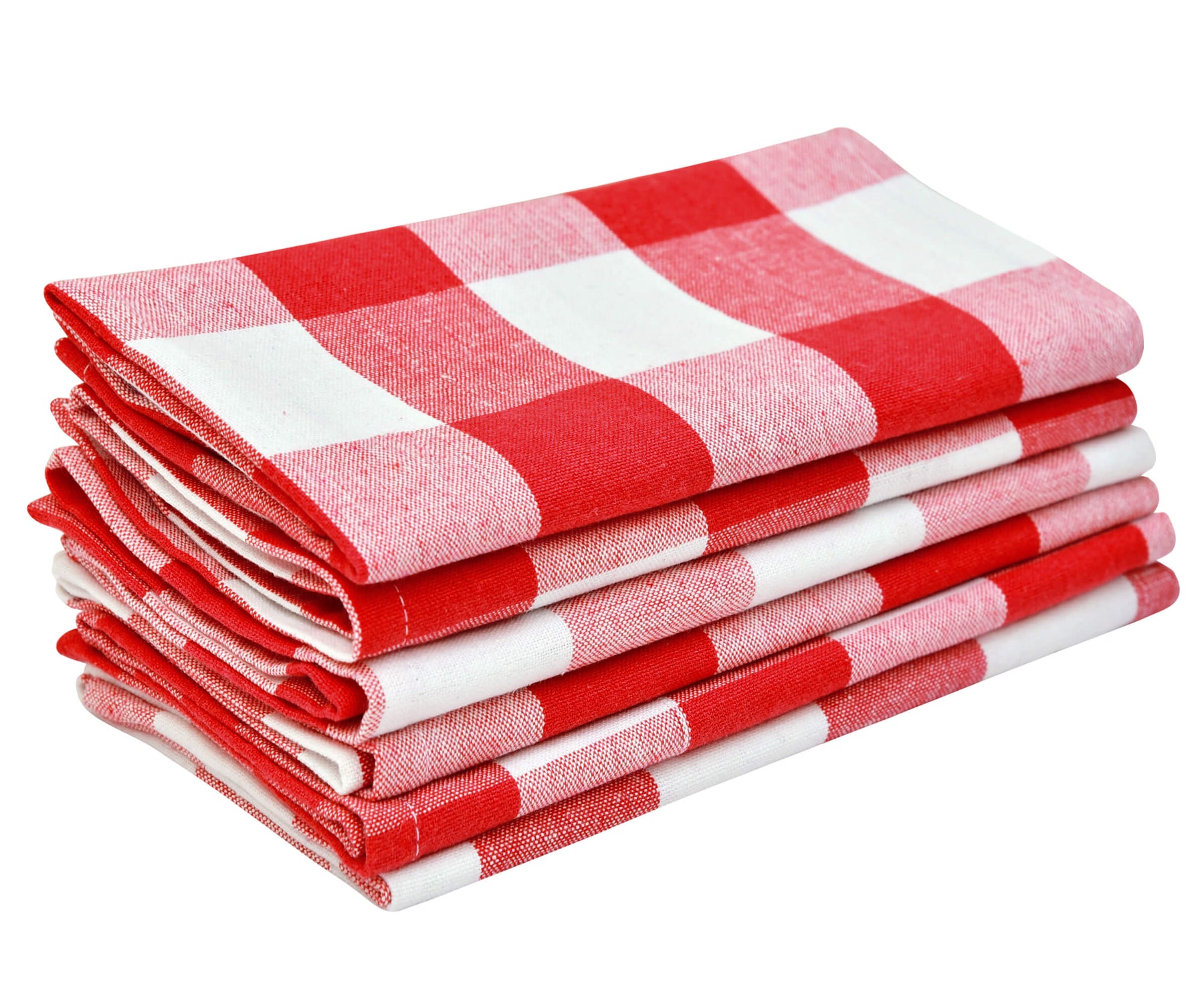 Enrich your table setting with vibrant red and white napkins, infusing charm and color into every meal.
