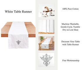 The soft cotton table runner can be folded and stored easily when not in use. grey table runner for tables.