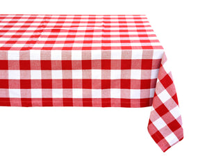 Cotton plaid tablecloth ideal for dining table, and outdoor table